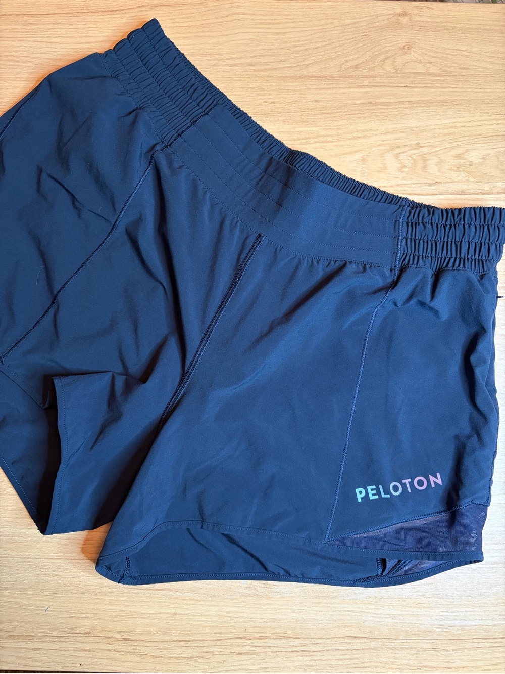 Lululemon x Peloton Hotty Hot High Rise Lined Shorts 4" Navy Blue 10 Tall